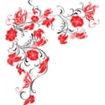 thumbnail image 3 of Abstract Duvet Cover Set, Japanese Design Flowers Swirls Ivy and Leaves Butterflies Image, Decorative 3 Piece Bedding Set with 2 Pillow Shams, King Size, Scarlet White, by Ambesonne, 3 of 3