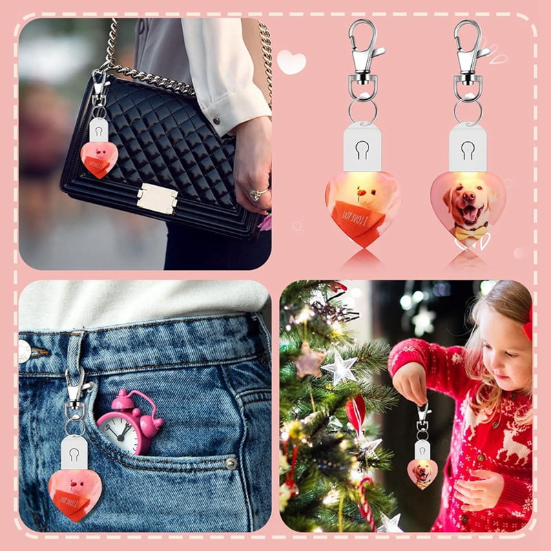 10 Pcs LED Sublimation Blank Keychain Lighted Heart Shape Transfer Keychain Acrylic Heat Sublimation Blanks