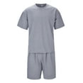 thumbnail image 2 of Vedolay Two Piece Short Sets Mens Short Sets 2 Piece Fashion Summer Short Sleeve Shirt and Shorts Set for Men,Gray 3XL, 2 of 5