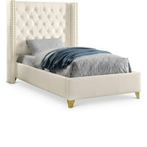 Meridian Furniture Soho Solid Wood and Vegan Leather Twin Bed in White