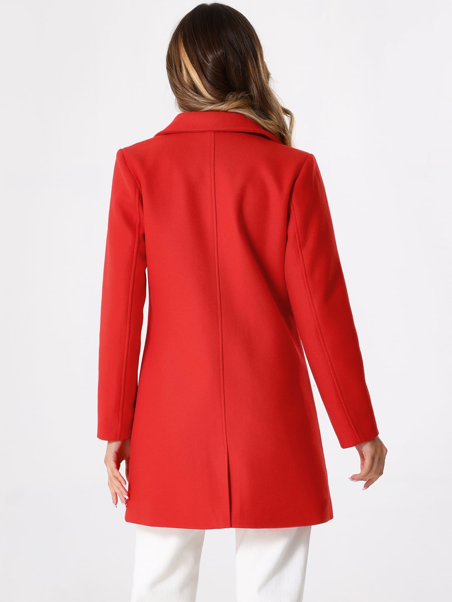 DARING DIVA Women's Single Breasted Winter Outwear Trench Coat Red S
