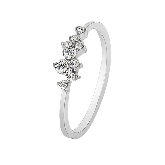 Tiitstoy 18K Gold Plated Diamond Ring with Nine Diamonds for Ladies
