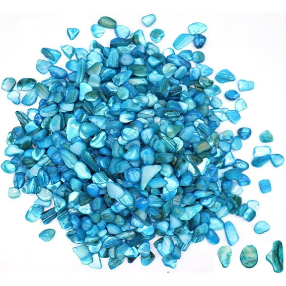 Small Natural Crushed Shells,Bexikou Irregular Crushed Shells for Decoration,Natural Crushed Seashells for Weddings, Vase Filler, Home Décor, and Crafts (0.66 lb,Lake Blue)