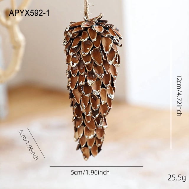 Adornos navideños de piña grandes | Decoración navideña hecha a mano de estilo natural con cuerda de yute para colgar en la repisa del árbol, corona o paquete de regalo.