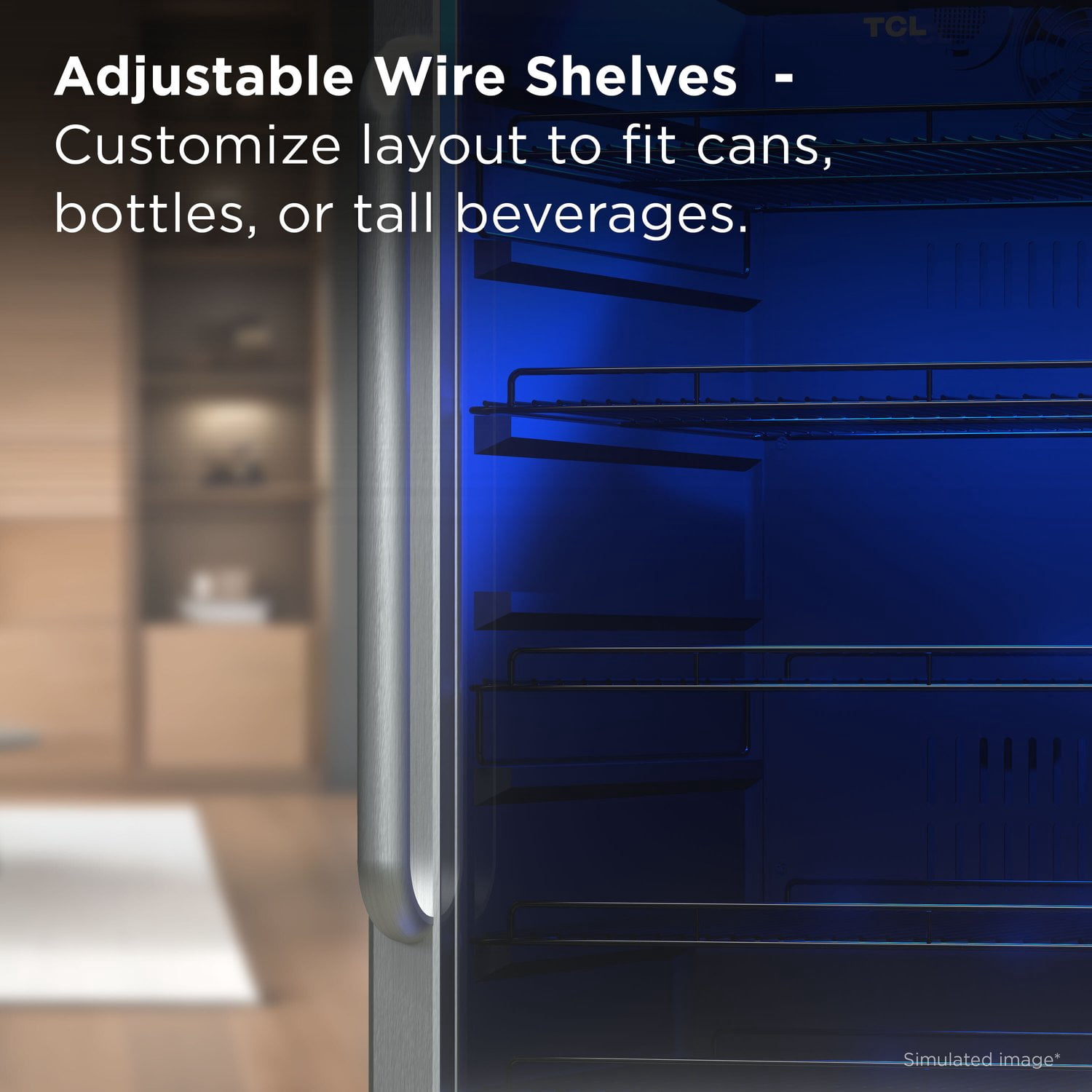 TCL Stainless Steel Single Door 161 Can Beverage Cooler for Kitchen, Bedroom & Office, 5.3 Cu. Ft.