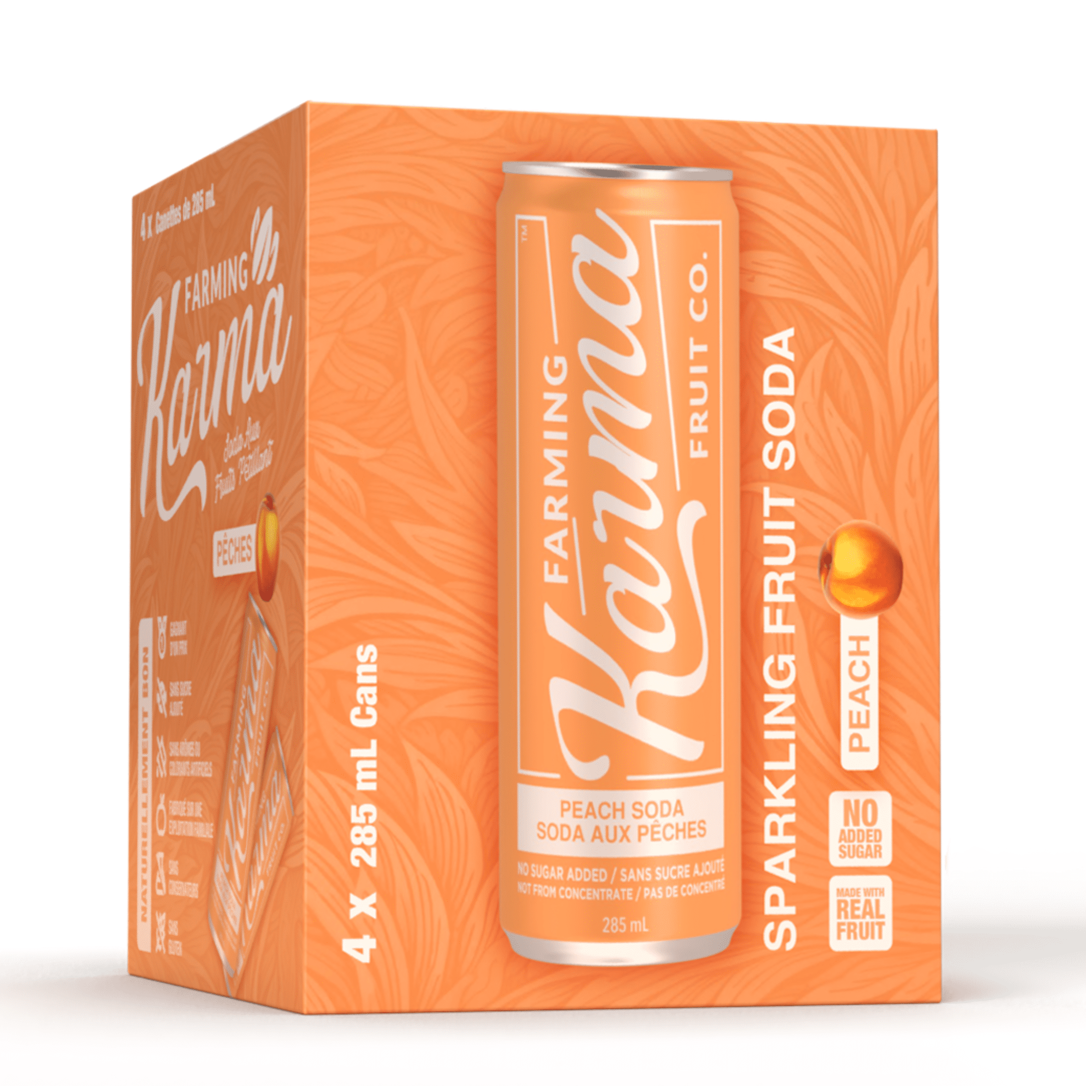 Farming Karma Peach Fruit Soda 4x285 ml - all natural ingredients