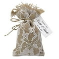 thumbnail image 1 of 30 Burlap Drawstring Gift Bag Small Jute Pouch Wedding Party Rustic Favor Bags With Personalized Paper Tags 4" x 6.5", 1 of 1