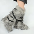 thumbnail image 2 of Women's Winter Warm Fluffy Faux Fur Knee High Snow Boots - Fashionable Cross Belt Buckle Boots, 2 of 5
