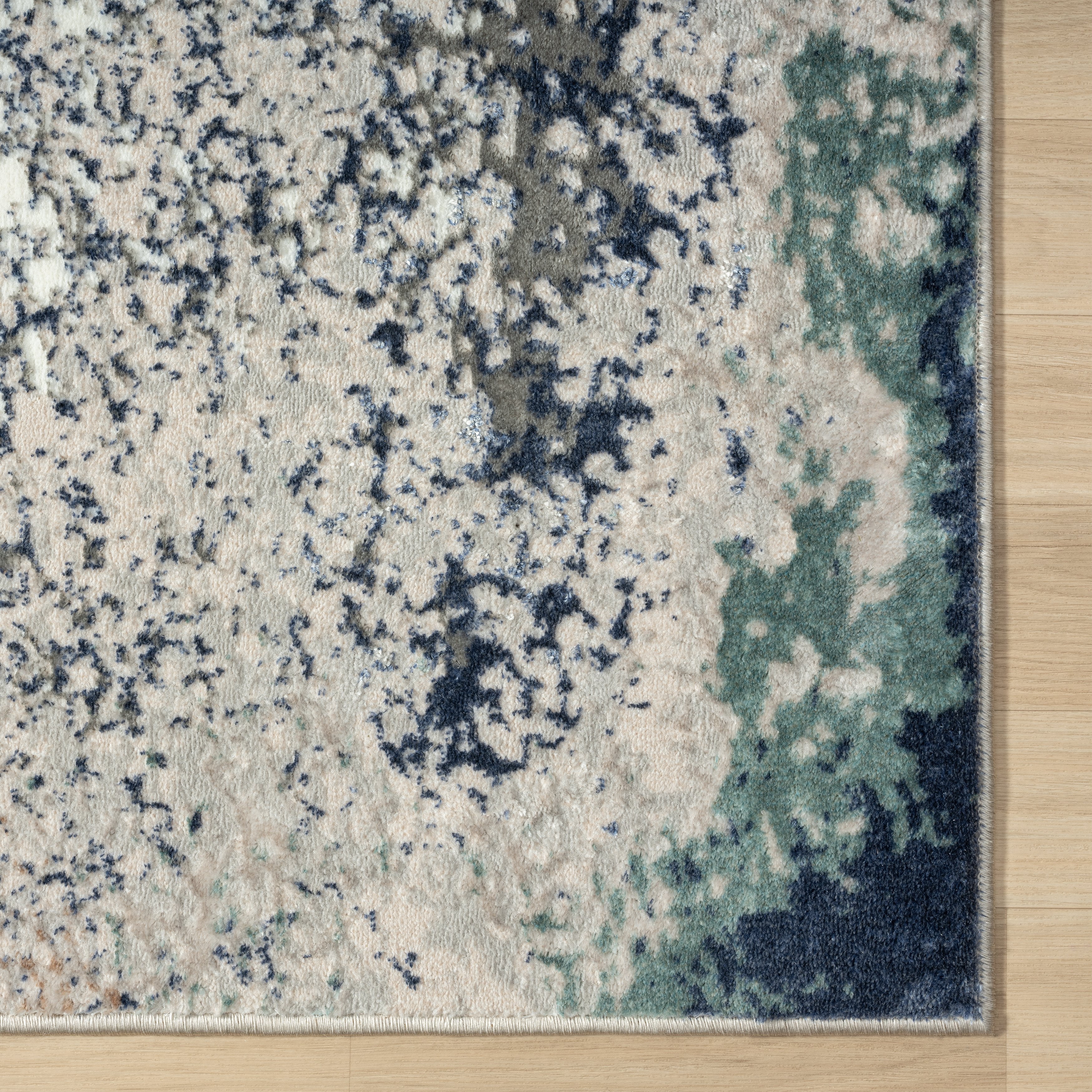 Harlow Hill Bethany 7'5" x 9'5" Grey/Teal Abstract Durable Indoor Area Rug
