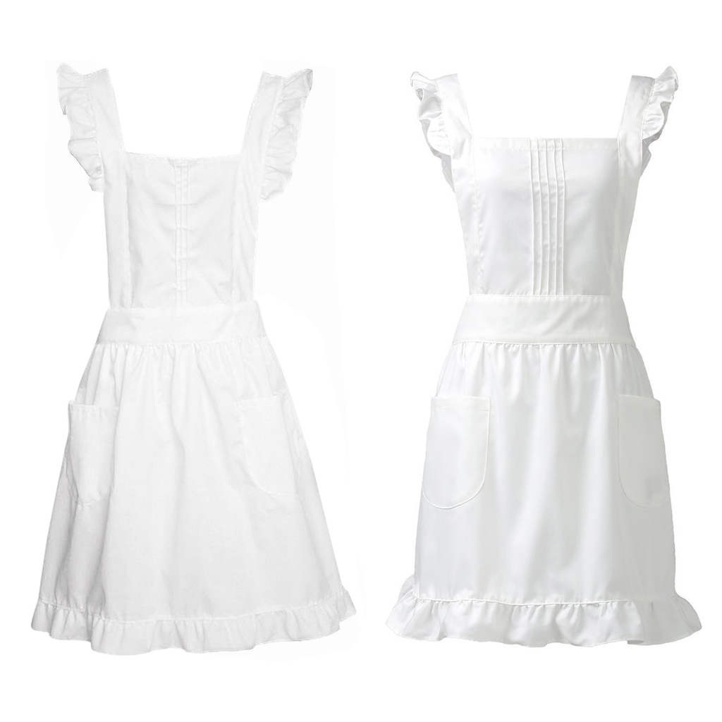 ZPAQI Retro Maid Apron Ruffle Apron Kitchen Aprons Waitress Apron Cooking Aprons