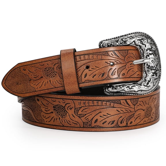 WHIPPY Western Belt for Women Men Cowboy Embossed Belts Cowgirl Belt for Jeans Dresses