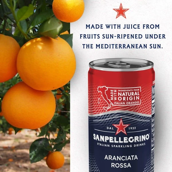 Sanpellegrino Italian Sparkling Drink, Aranciata Rossa, 11.15 fl oz, 12 Cans