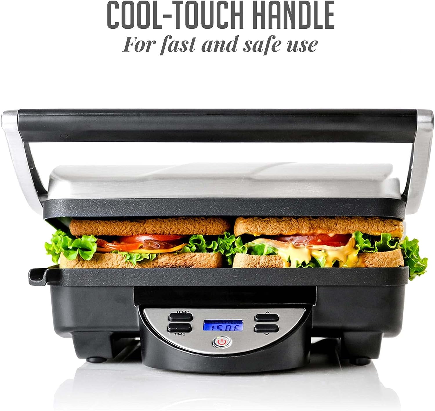 Ovente - Sandwichera eléctrica con placas antiadherentes, parrilla de 750 W  para interiores, fácil de limpiar y almacenar, para desayunos, queso a la