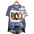 thumbnail image 5 of COMVALUE Plus Size It's Fall Y'all T-Shirt Women Halloween Bleached Shirt Leopard Plaid Pumpkin Graphic Tees Casual Fall Tops Blue 5XL, 5 of 5