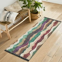 Yayeee Runner Rug for Bedroom 2'x6' Machine Washable Hallway Non Slip Mat, Artistic Desert Waves