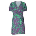 thumbnail image 4 of Robes Courtes pour Femmes Été Femmes à Manches Courtes Imprimé Col en V Taille Jusqu'au Genou Robe Décontractée Mode Robe Courte d'Été pour Femmes Robe à Manches Courtes pour Femmes Robe Courte pour Femmes Été, 4 of 6