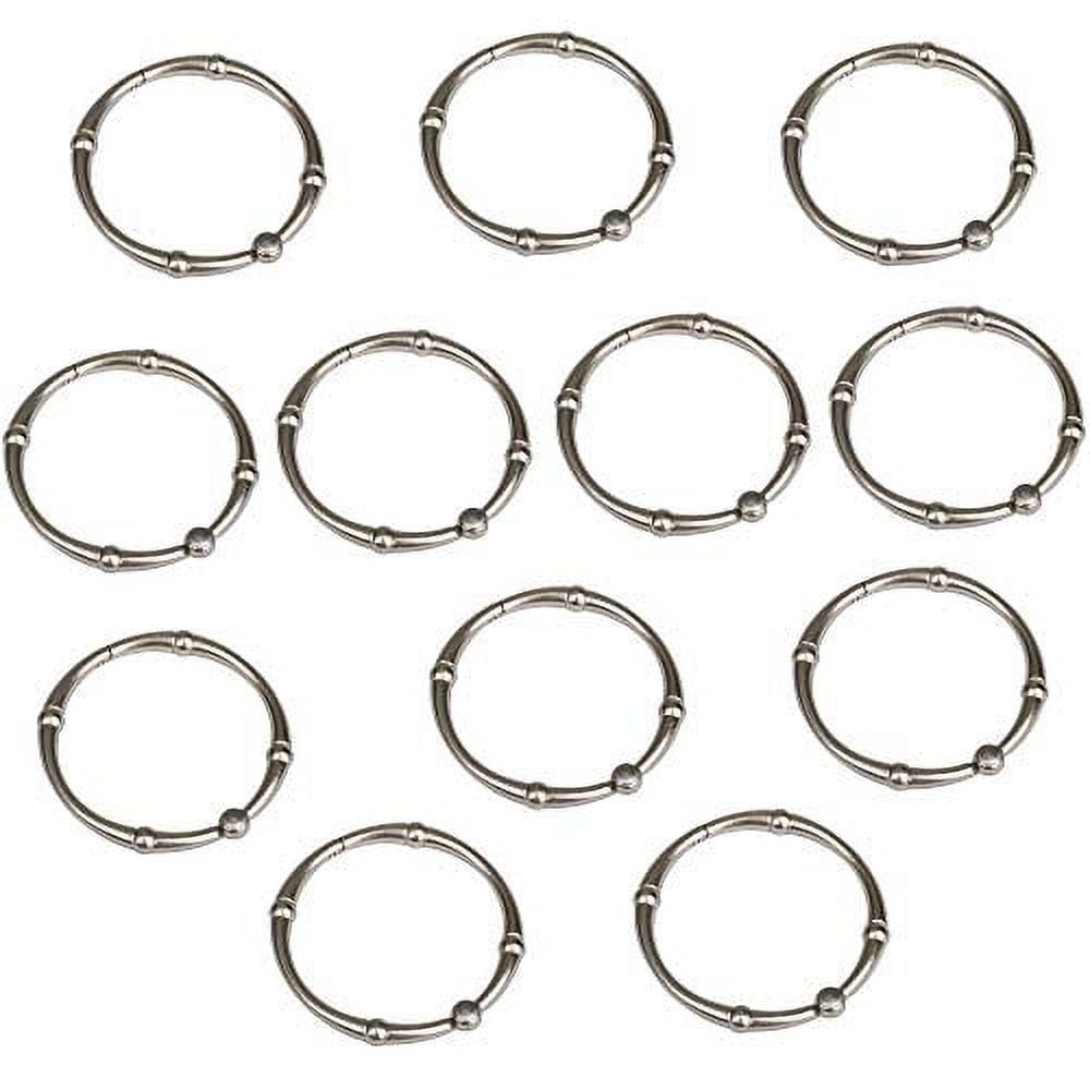 Utopia Alley Shower Hooks - Shower Curtain Rings for Bathroom - Rust Proof Shower Curtain Hooks for Shower Curtain or Liner - Set of 12, Brushed Nickel