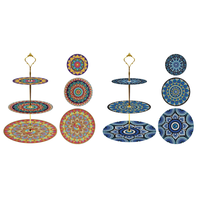 Bandeja Servicio DIY 5D Mandala Acrílico 3 Niveles para Encimera
