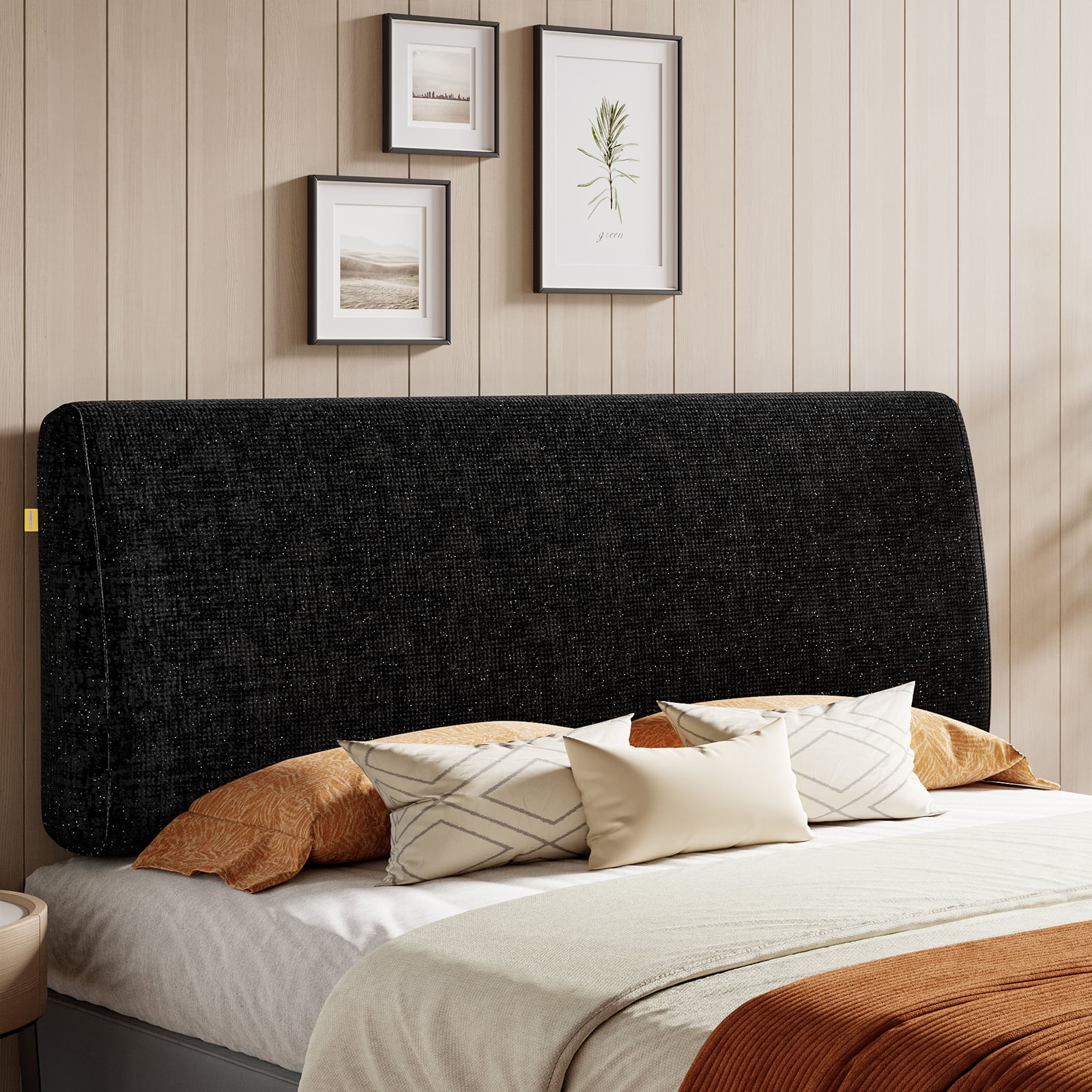 Pinmoco Upholstered Headboard King Bed, Height Adjustable and Ergonomic Foam Head Board, Chenille Starry Black