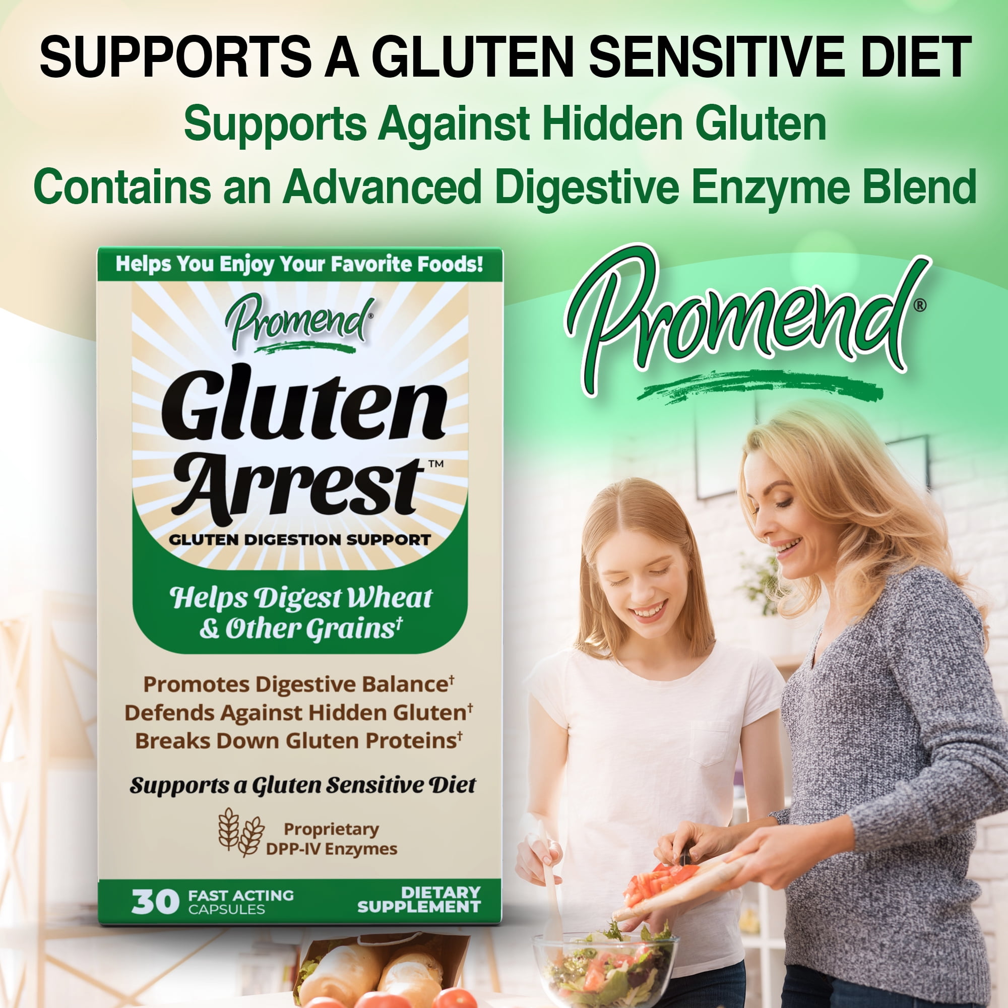 Promend Gluten Arrest, Helps Neutralize Gluten, Digest Hidden Gluten, Promotes Digestive Balance, 30 Capsules