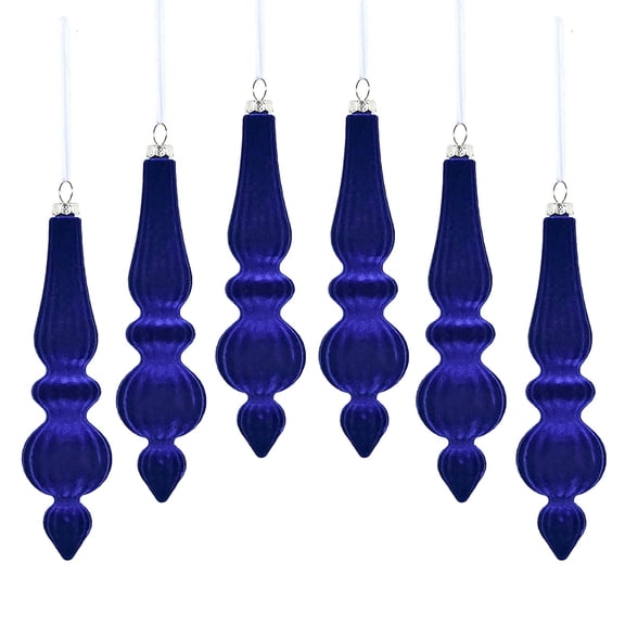 Velvet Christmas Finial Ornaments, Shatterproof Christmas Balls Xmas Tree Ornaments Christmas Hanging Decorations (6 pcs) Dark Blue