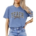 thumbnail image 2 of Teach Camo Varsity T-Shirt for Women - Coquette Bow Graphic Tee - Camouflage Teacher Shirt Blue Jean Shirt Adult Large, 2 of 7