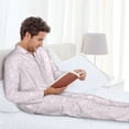 thumbnail image 6 of Picia Cat Paw Pattern Men’s Long-Sleeve Sleepwear Set - Soft 2-Piece Loungewear with Pockets, Comfy PJs for Relaxing Nights-Small, 6 of 7
