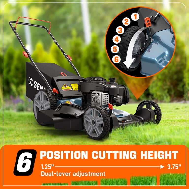 SENIX 21-Inch Lawnmower, 140cc Briggs & Stratton Engine, 3-in-1