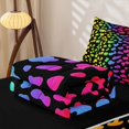 thumbnail image 5 of Manfei Ink Rainbow Zipper Twin Comforter Sets with Fitted Sheet and 2 Pillowcases, Neon Leopard Print Zipper Bedding Set, Black Pink Orange, Black Reversible, 4 Pieces, 5 of 7