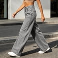 thumbnail image 4 of Straight Leg Jeans for Women Drape Soft Loose Fit Denim Pants High Waisted Stretchy Vintage Baggy Denim Pants with Pockets Daily Casual Streetwear Trousers, 4 of 6