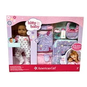 American Girl Bitty Baby Doll BB5 Medium Skin Brown Eyes Dark Brown Hair 12 Piece Purple Accessory Set