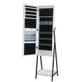 thumbnail image 3 of IVV Floor Standing Jewelry Cabinet, Modern Wood Lockable Jewelry Organizer Armoire with Full-Length LED Mirror and Bottom Shelf, Ideal Gifts for Girls Women, White, 3 of 10