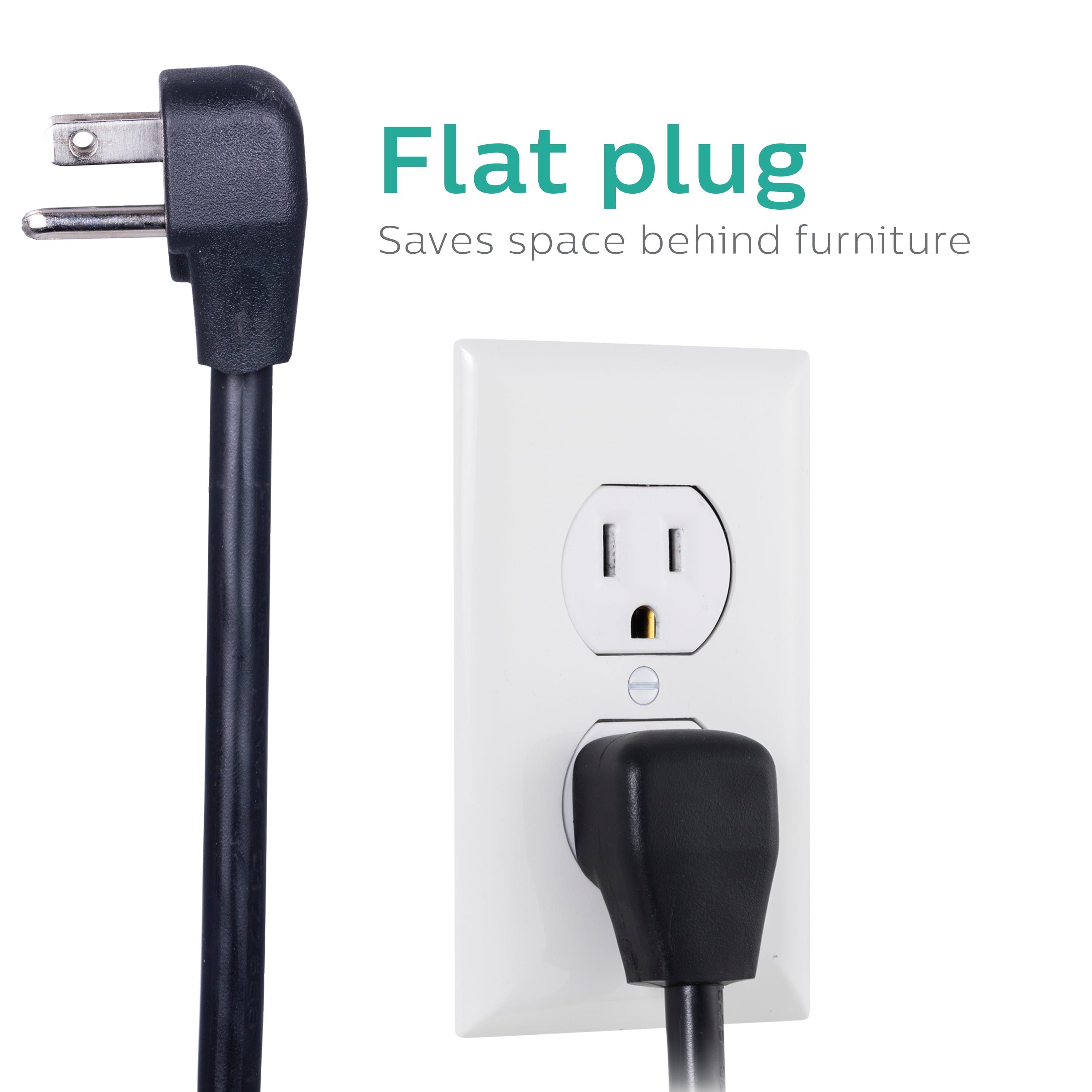 Philips Elite 7-Outlet Surge Protector with USB, 2 Ports, 2.4A, 1440J, 4ft Cord, Black