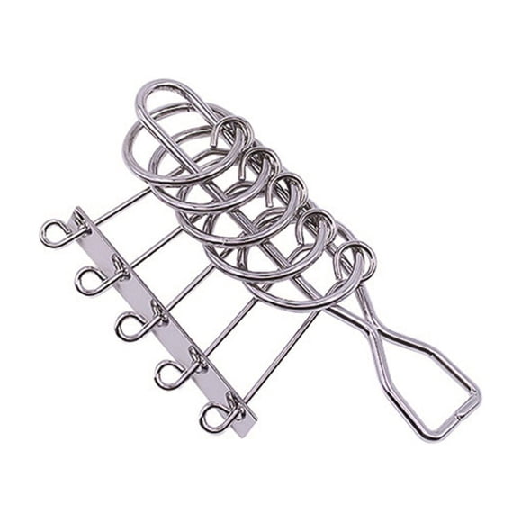 CIMAXIC Silver Nickel Plated Iron Ring Puzzle Set for Kids Playing with Traditional Chinese Culture Design 1pc,4.53"X2.24"X0.11"