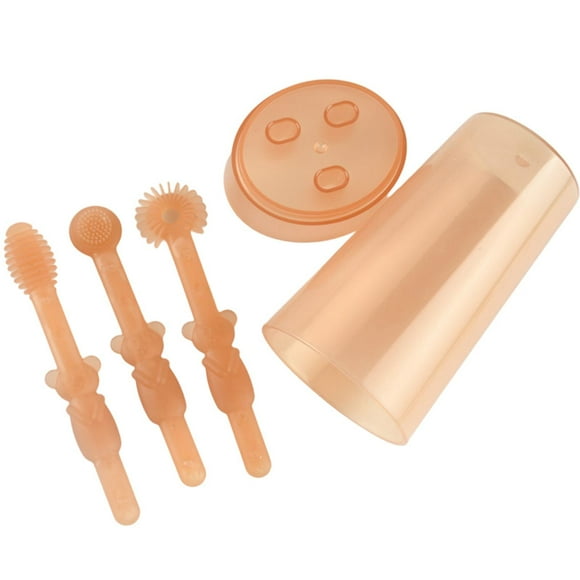 Cepillos de dientes para bebés Sunnimix Limpiador de lengua con taza a prueba de polvo 3 piezas