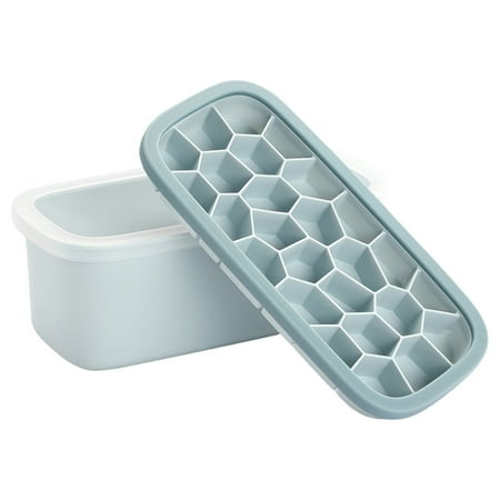 

Ice Cube Tray Mold | Ice Cube Bin Scoop Trays | Double Layer Ice Container Mold with Lid Easy to Release Flexible Ice Cube Maker for Freezer Cold Drinks Whiskey Beer