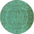 thumbnail image 1 of Ahgly Company Indoor Round Oriental Turquoise Blue Industrial Area Rugs, 4' Round, 1 of 4