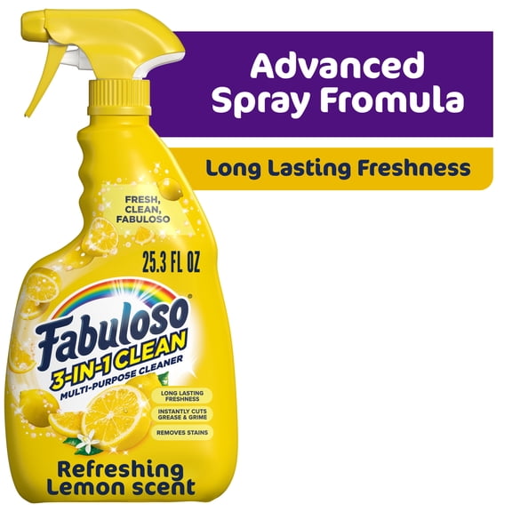 Fabuloso 3-in-1 Clean Spray, Multi-Purpose Cleaner, Refreshing Lemon Scent, 25.3 fl oz