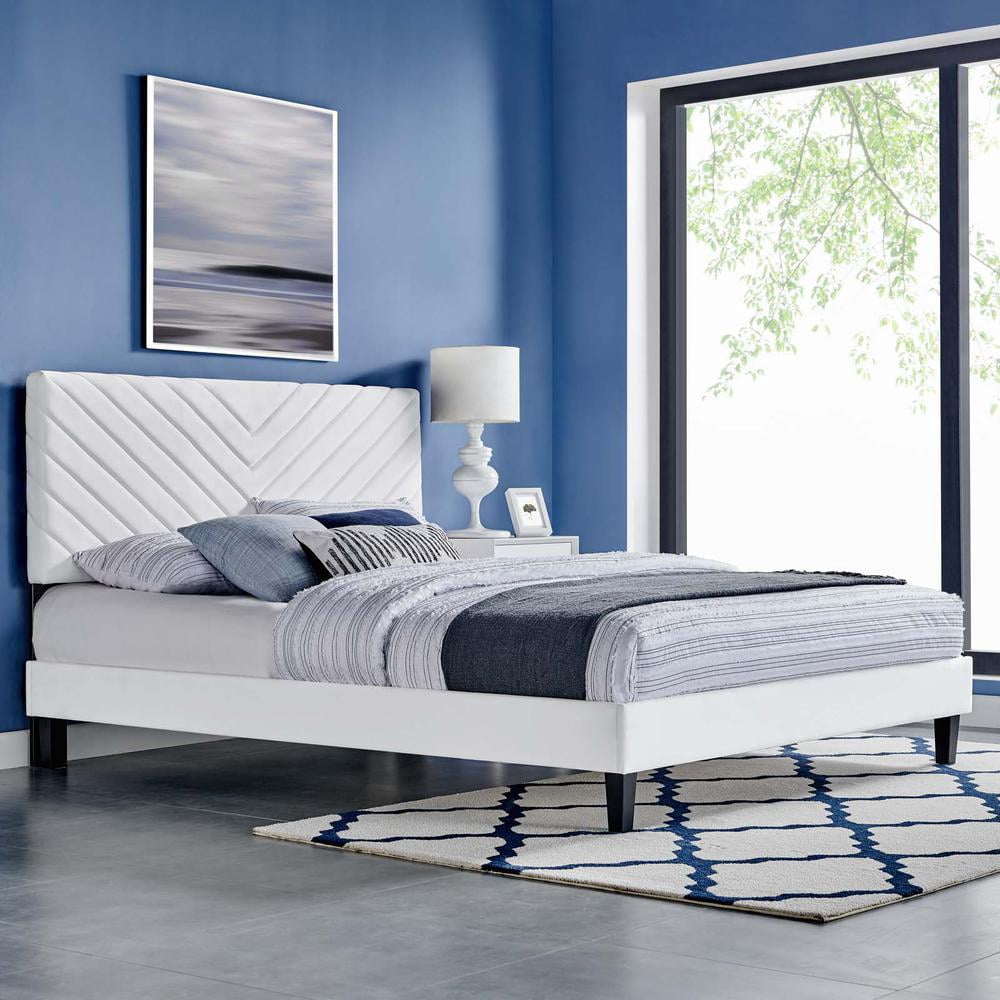 Roxanne Performance Velvet Queen Platform Bed-MOD-6285