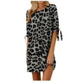 thumbnail image 2 of Lilgiuy Oversized Dress for Women Summer Fashion Casual Round Neck Half Sleeve Bandage Leopard Print Loose Dress, 2 of 5