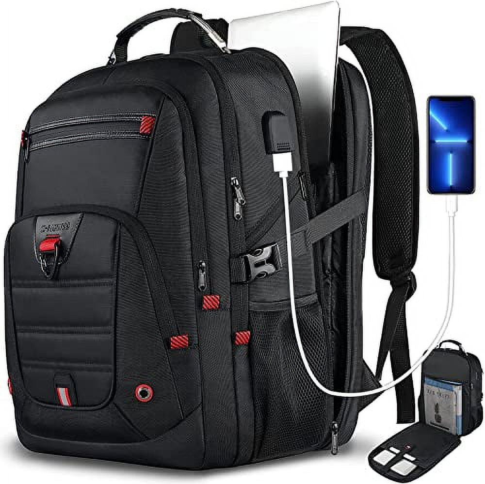TSA Friendly Anti-theft Backpack Extra Large 50L Travel Backpack With USB  Port - TSA Friendly 17.3" Laptop Bag, Anti-Theft, Water Resistant Shrradoo  Extra-large Travel Backpack