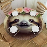YANMS Sloth Flower Crown Cute Round Table Cover 100% Polyester Fiber Full Width Single-Sided Printing 46-50
