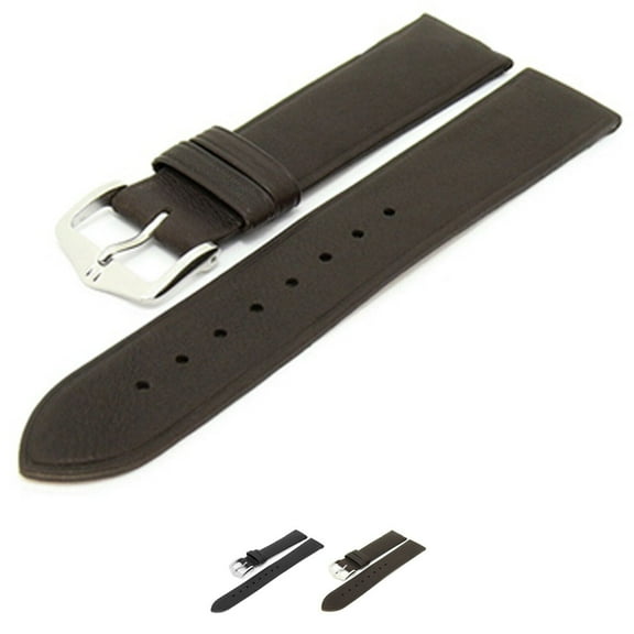 HIRSCH Softcalf Leather Watch Strap - Brown - L - 16mm - Stainless Steel Silver buckle