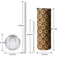 thumbnail image 5 of 20oz Black Leopard Sunflower Pattern Skinny Tumblers Stainless Steel Tumbler with Lid and Straw,Vacuum Insulated Double Wall Travel Tumbler Cups with Cleaning Brush for Coffee,Tea, 5 of 6