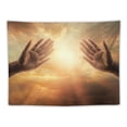 thumbnail image 5 of GOSMITH Jesus Christ Tapestry Jesus Hands Prayer Cross in Hands Wall Handing Backdrop Home Decor for Bedroom Living Room Birthday Party, 5 of 7