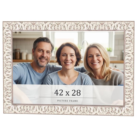 42x28 Frame White Real Wood Picture Frame Width 1.5 inches | Interior Frame Depth 0.5 inches |