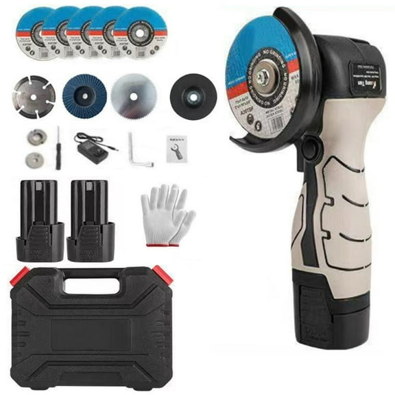 Pecham Mini Angle Grinder, 19500RPM Cordless Brush Angle Grinder Kit with 5 Cutting Discs, Handheld Electric Power Angle Grinder Tool for Metal Wood Cutting, Polishing, Grinding, Rust Removal