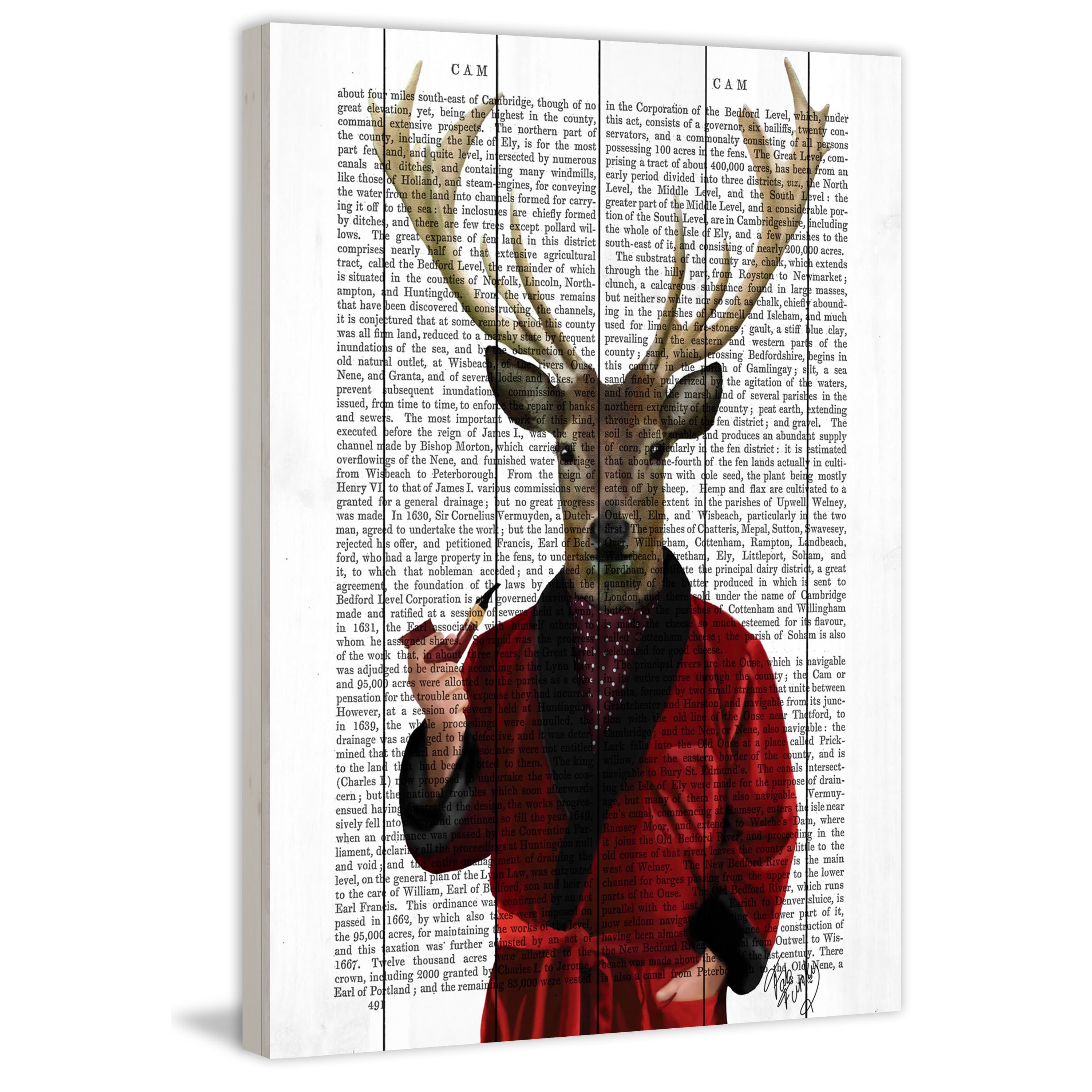 Marmont Hill "Deer in Smoking Jacket" Painting Print on White Wood
