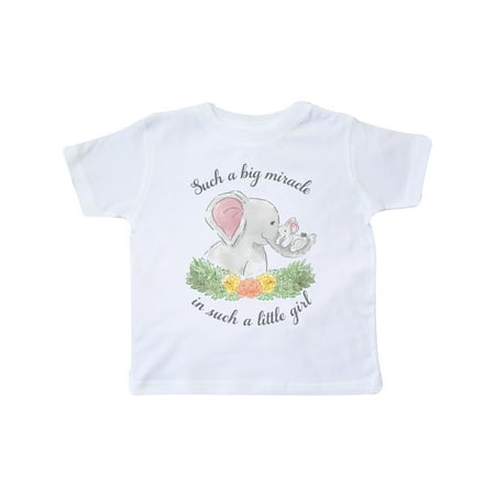 

Inktastic Such a Big Miracle in Such a Small Girl Cute Elephant Family Gift Toddler Boy or Toddler Girl T-Shirt