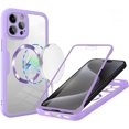 thumbnail image 2 of Case for iPhone 13,Full-Body Rugged Stylish Protective Clear Colorful Back Hybrid 3-in-1 with Built-in Screen Wireless Charging Protector Phone Case for iPhone 13,6.1 inch 2021 (Purple), 2 of 11